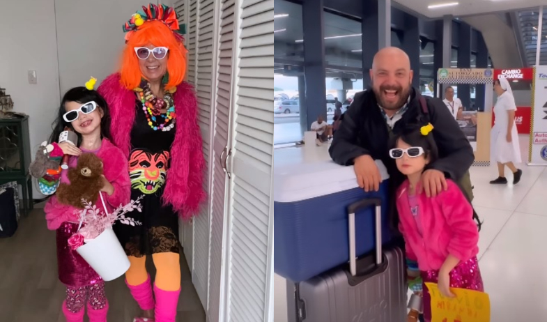 ¡Una iniciativa para salir de la rutina! Delyanne Arjona y su hija sorprenden a Fulvio en el aeropuerto   
