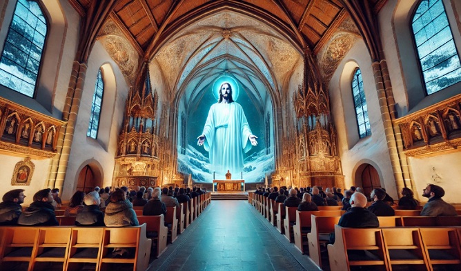 Iglesia en Suiza presenta holograma de Jesucristo que conversa con los visitantes 