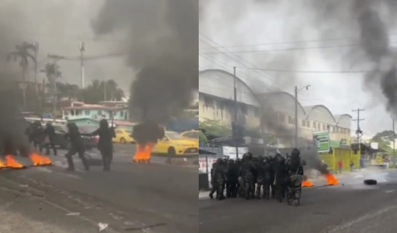 Colón amanece con cierres de calles, la policía intervino  