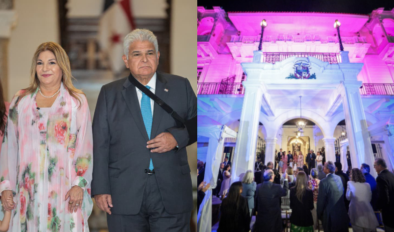 Presidencia se ilumnia en rosa y celeste por la campaña contra el cáncer  