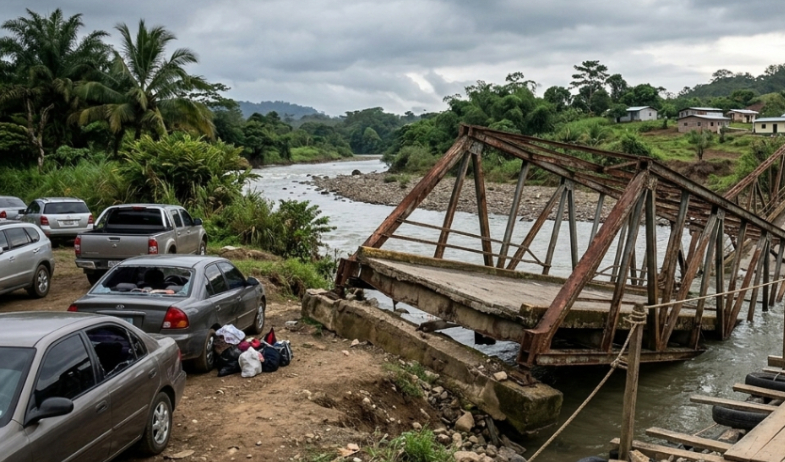 ¡Crece el descontento! Colapso de puente sobre el río Cañazas mantiene en riesgo a comunidades de Santiago Este 