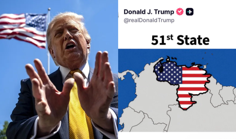 ¡'Estado 51'!  Trump comparte imagen de Venezuela con bandera de EE.UU. 