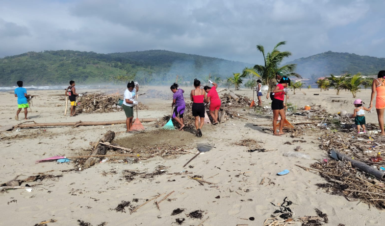 Realizan jornada de limpieza en playa de Armila para proteger hábitat de tortugas baula 