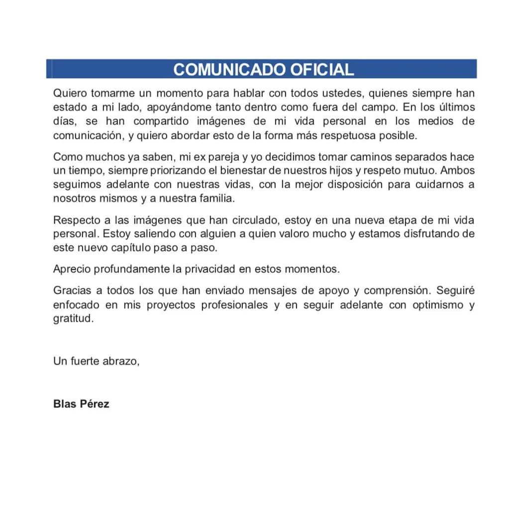 BLAS PEREZ COMUNICADO