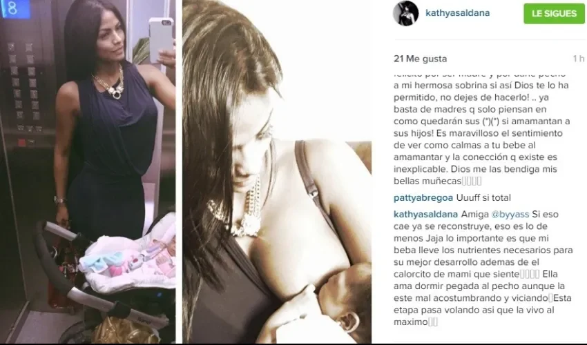 Kathya Saldaña amamantando