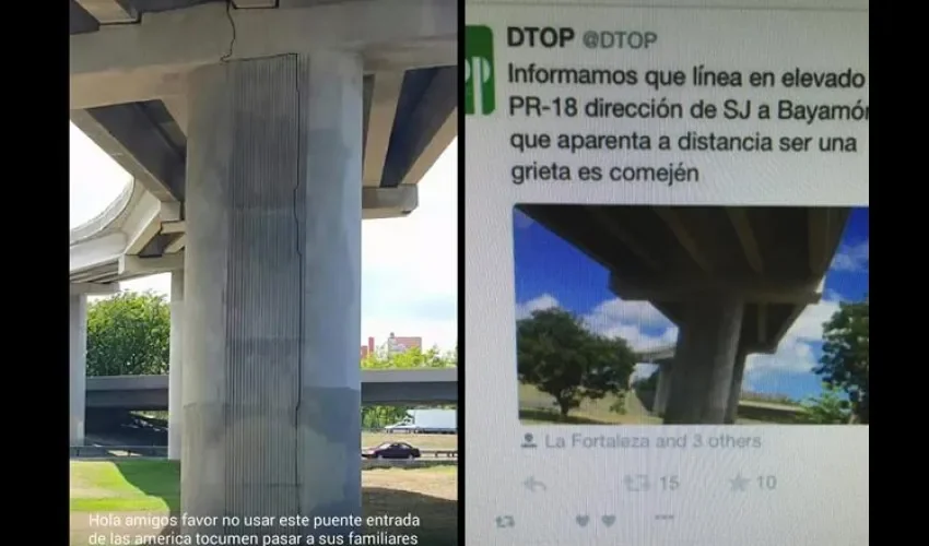 Noticia sobre rajaduras en un puente de Panamá