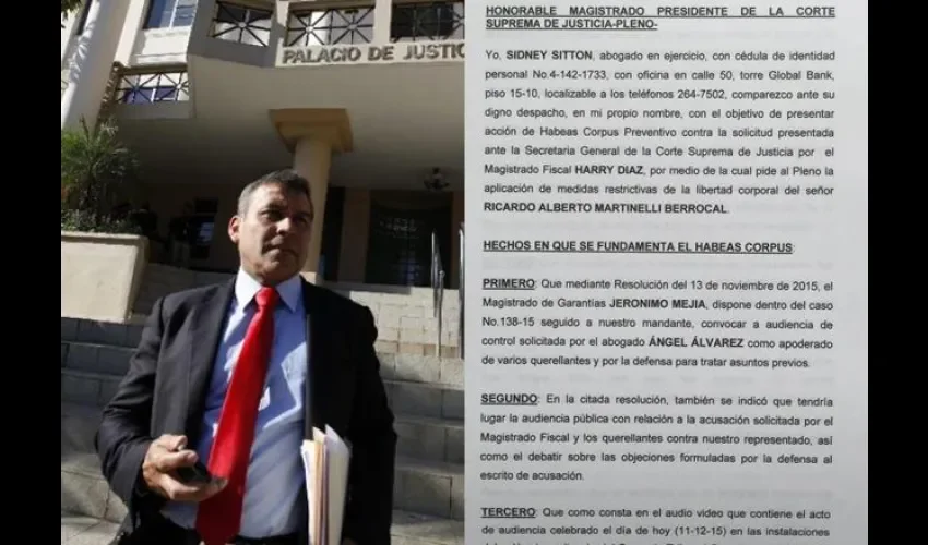 Sidney Sitton defensa de Ricardo Martinelli presenta habeas corpus preventivo