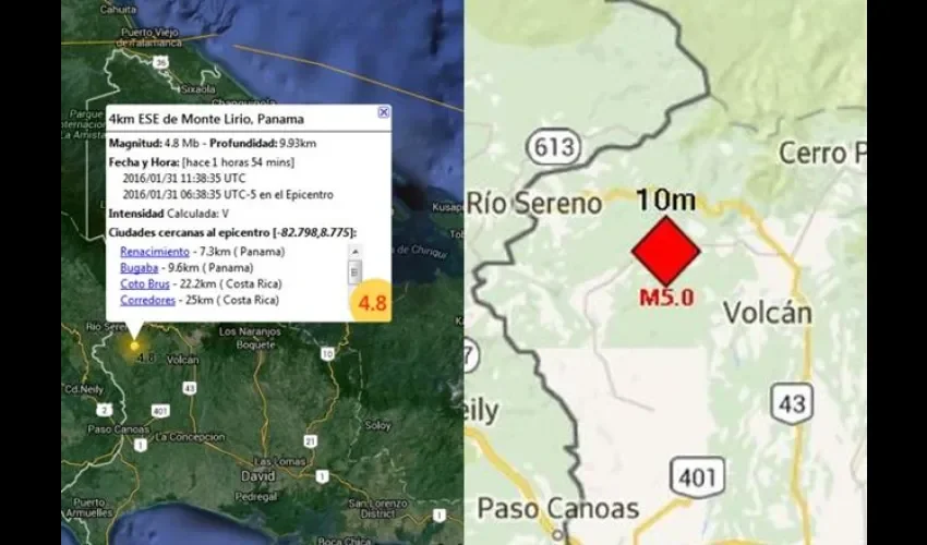 Sismo en frontera panamá, Costa Rica