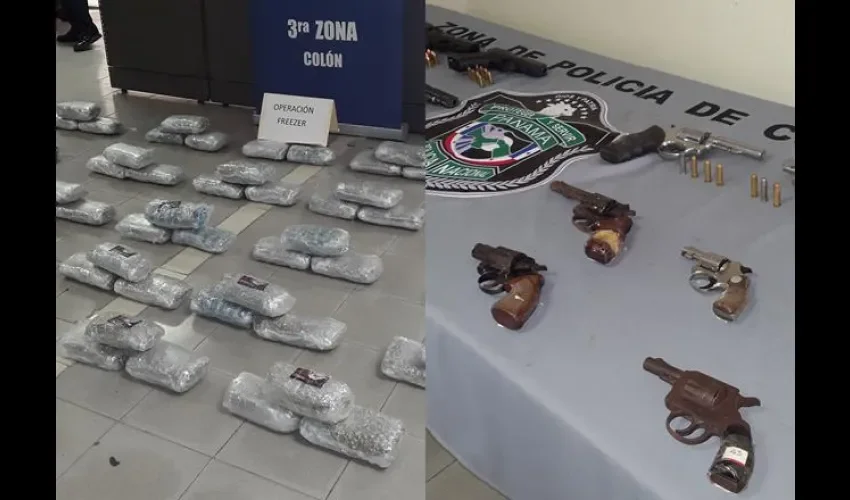 Droga y armas decomisadas en Colón 