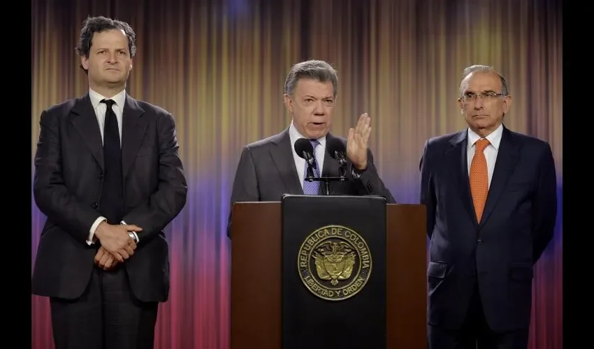 El presidente Juan Manuel Santos durante una alocución en la Casa de Nariño.  Foto EFE