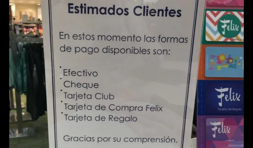 No estaban aceptando pago en tarjetas de crédito 