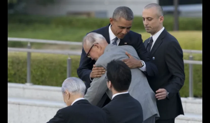 Barack Obama y Shigeaki Mori