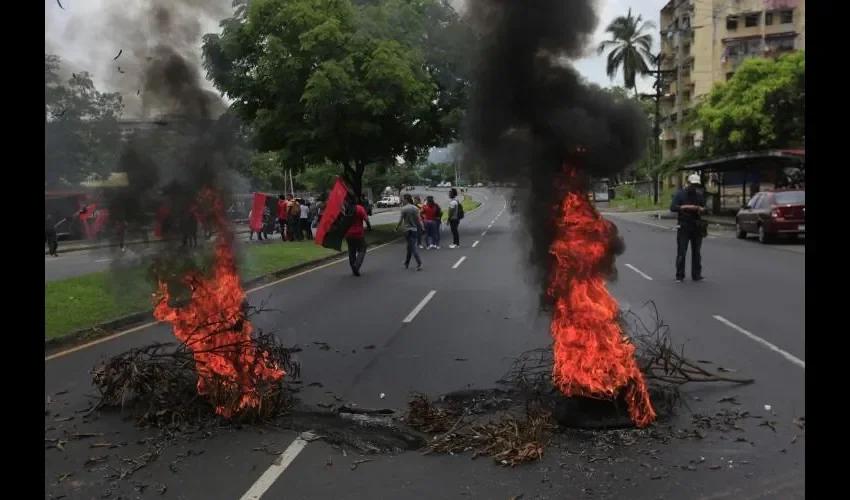 Quemaron ramas de árboles y llantas de autos. 