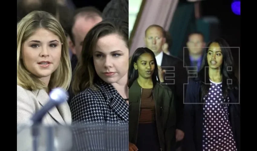 Malia y Sasha Obama y Barbara Bush y Jenna Bush Hager