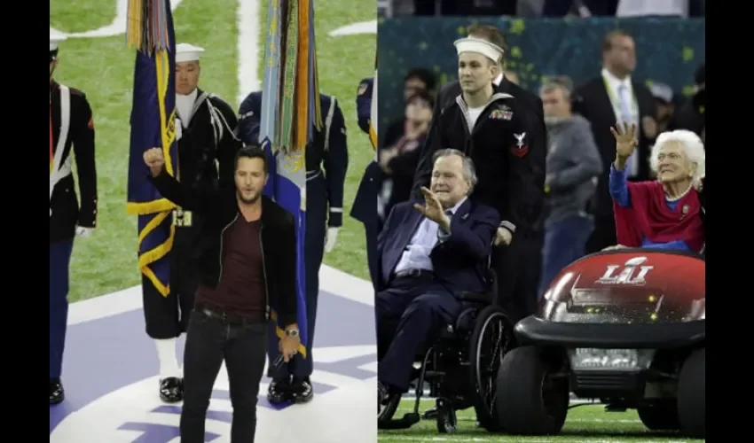 Luke Bryan, George Bush y Barbara Bush.
