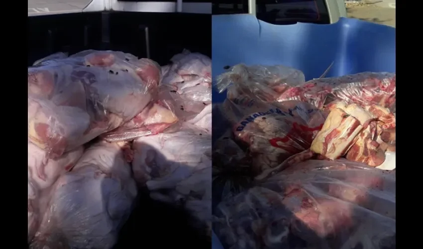 Pollo y carne podrida