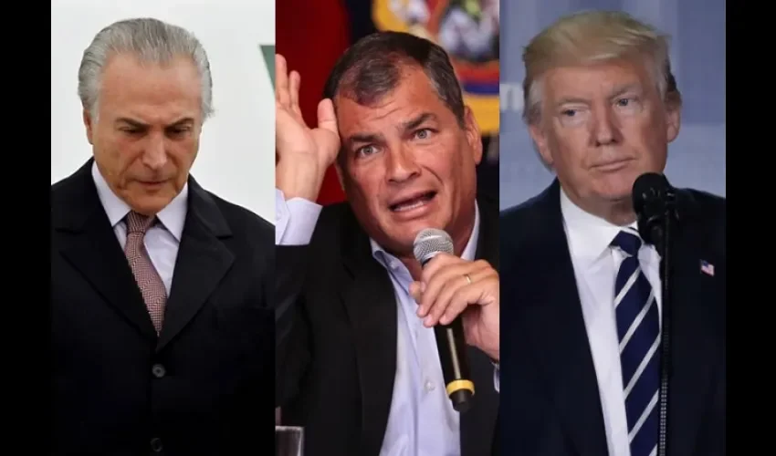 Michel Temer, Rafael Correa y Donald Trump