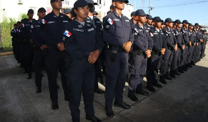 Unidades de la policía durante una formación. 