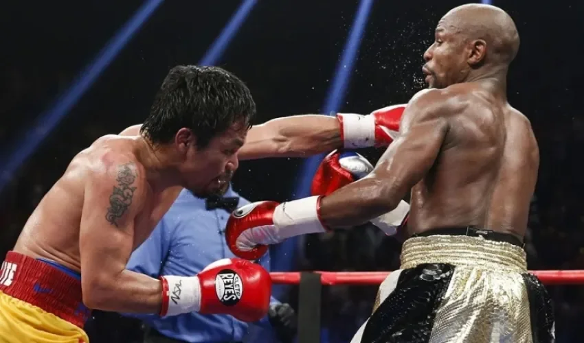 El estadounidense Floyd Mayweather Jr. (d) y el filipino Manny Pacquiao (i), en una imagen de archivo. EFE/Esther Lin