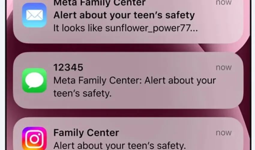 Fotografía cedida por Meta que muestra notificaciones en la pantalla de un teléfono móvil. EFE/ Meta
