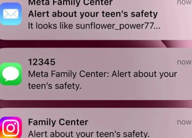   Fotografía cedida por Meta que muestra notificaciones en la pantalla de un teléfono móvil. EFE/ Meta  