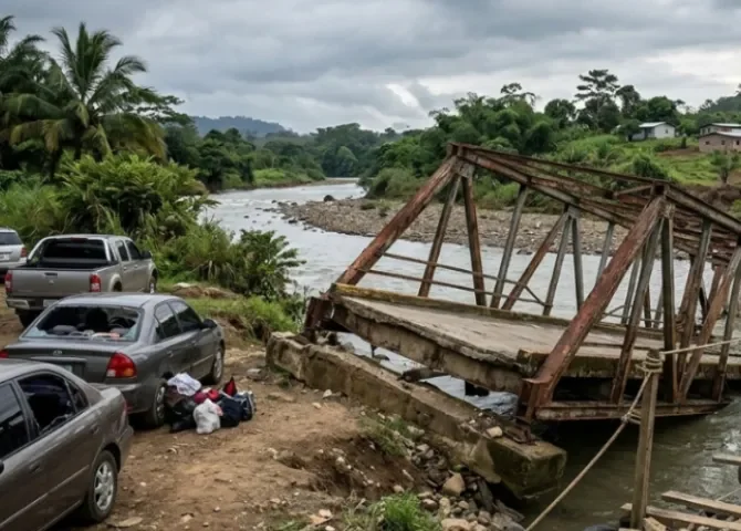   ¡Crece el descontento! Colapso de puente sobre el río Cañazas mantiene en riesgo a comunidades de Santiago Este  