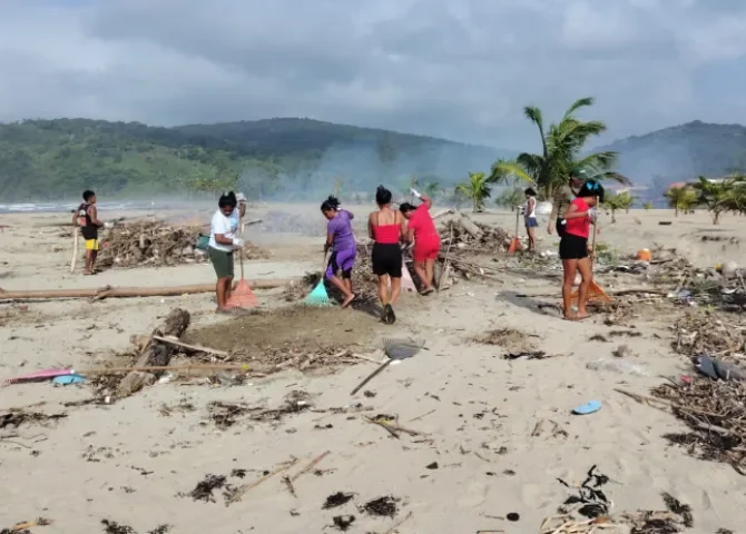 Realizan jornada de limpieza en playa de Armila para proteger hábitat de tortugas baula 