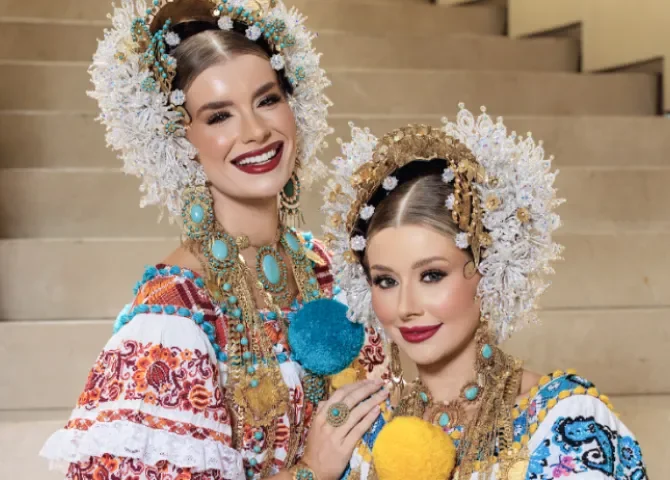   Lainey Floeck, Miss Cosmo Panamá 2026, y Yolina Lindquist, Miss Cosmo International 2025. Foto: @maikolgph  